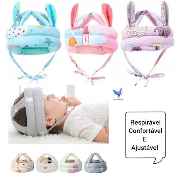 Imagem de Capacete Almofadado Proteção Cabeça Bebê Segurança Engatinhar Infantil