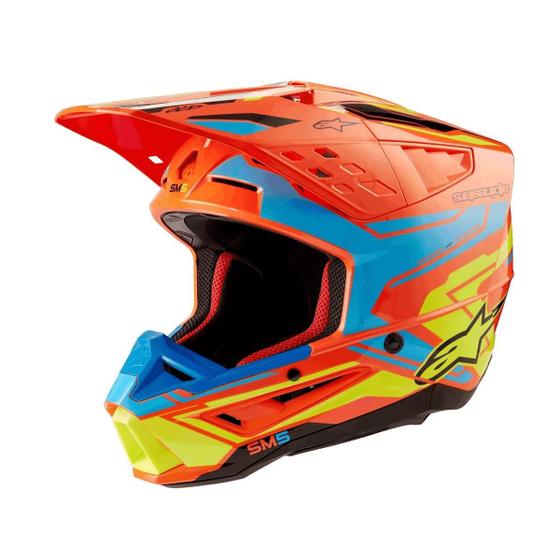 Imagem de Capacete alpinestars sm5 action 2 laranja azul amarelo fluor