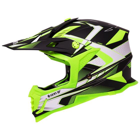 Imagem de Capacete Army Racing Motocross Enduro Trilha Preto Fosco e Amarelo Flúor