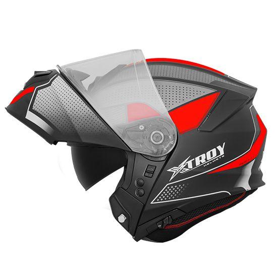 Capacete Articulado Ebf Xtroy Modular RMC Preto e Vermelho Fosco ...