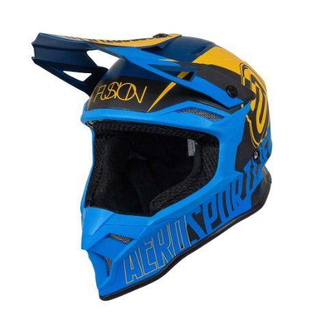 Imagem de Capacete ASW Fusion 2.0 Dash - Cor Marinho Azul Amarelo