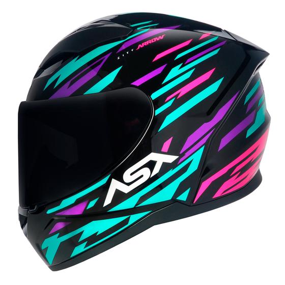 Imagem de Capacete asx arrow brilho preto tiffany roxo masculino feminino