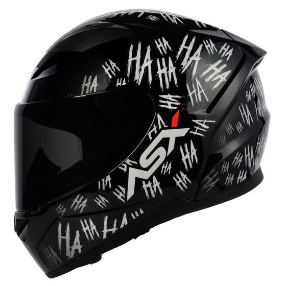 Capacete ASX City Fun Preto e Branco Brilhante Joker Coringa Capacete ASX City Fun Preto e Branco Brilhante Joker Coringa