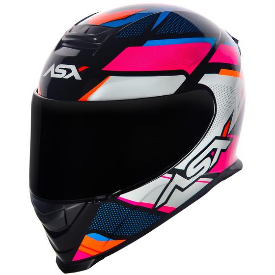 Imagem de Capacete asx eagle fast brilho preto rosa branco masculino feminino