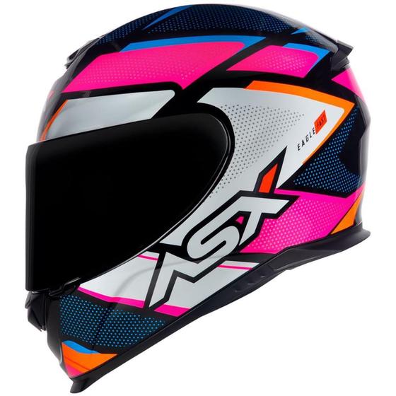 Imagem de Capacete ASX Eagle Fast Preto Rosa Branco