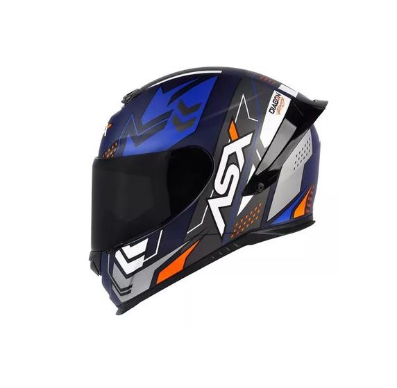 Imagem de Capacete ASX Eagle Racing Diagon Fosco Azul/Azul/Branco 58/M