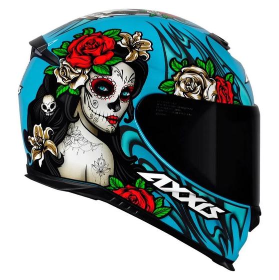 Imagem de Capacete Axxis Eagle Catrina Gloss - Azul/Vermelho/Verde - 58 (M)