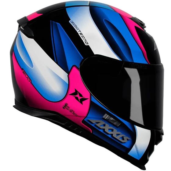 Imagem de Capacete Axxis Eagle Tecno Gloss - Preto/Rosa/Azul - 62 (Gg)