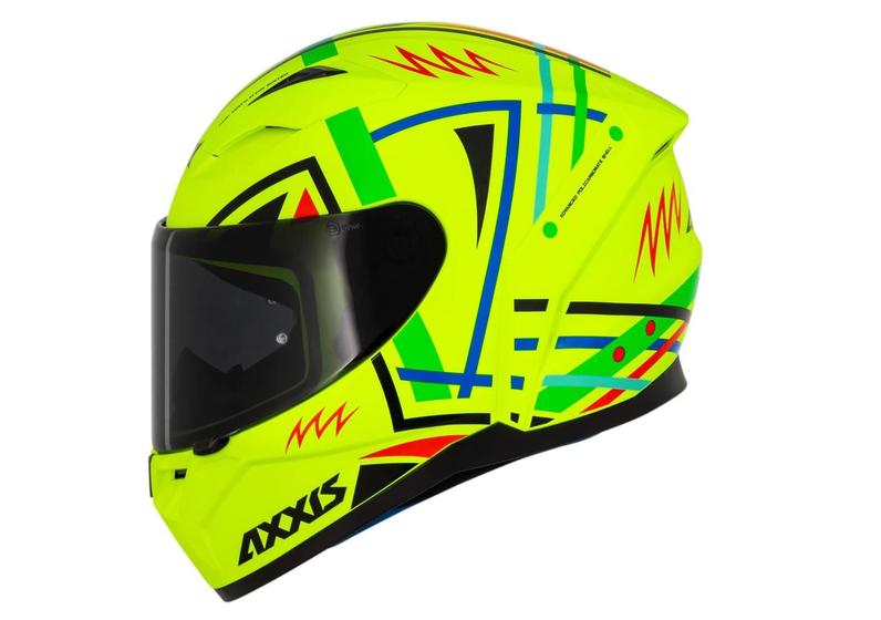 Imagem de Capacete Axxis Segment Mandala Amarelo Fluorescente Esportivo Moto Motociclista