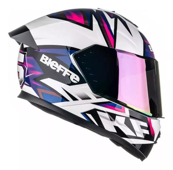 Imagem de Capacete Bieffe B12 Kf Branco Perola Roxo Viseira Cristal