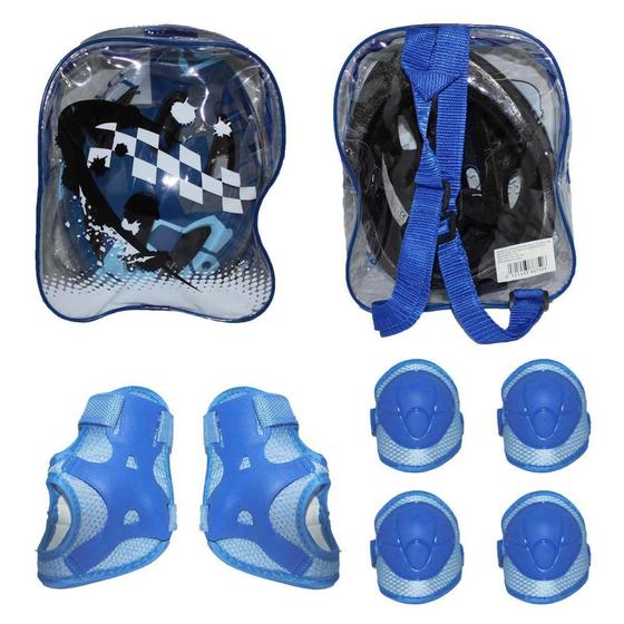 Imagem de Capacete Bike Criança Menino azul Infantil C Kit Segurança - elleven