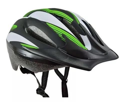 Imagem de Capacete Bike Poker Out Mold Windstorm C/ Led - Preto/Verde/Branco