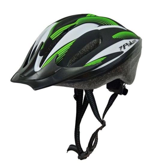 Imagem de Capacete Bike Poker Out Mold Windstorm Com Led Preto/Verde G