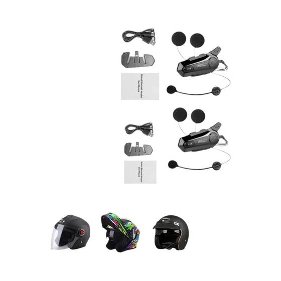 Imagem de Capacete Bluetooth para Motocicleta com Interfone Sem Fio - Redução de Ruído para 2 Pilotos