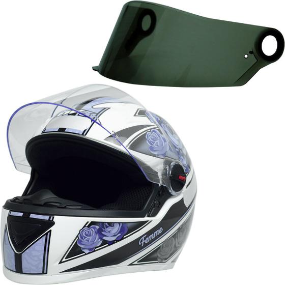 Imagem de Capacete C/ Narigueira Gt Femme 60 Branco Lilas Viseira Fumê