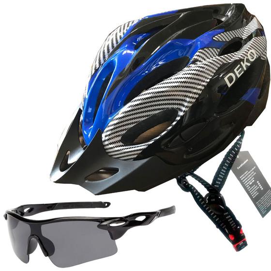 Imagem de Capacete Ciclismo Bicicleta Com Sinalizador De Led + Óculos Proteção