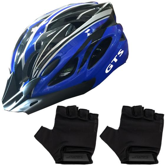 Imagem de Capacete Ciclismo Com Sinalizador De Led Leve E Resistente Bicicleta Adulto Bike + Par de Luvas