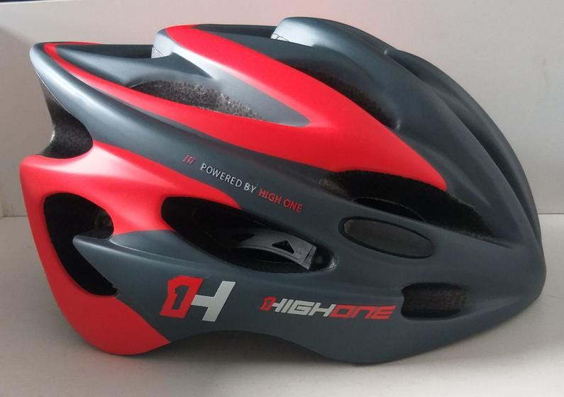 Imagem de Capacete ciclismo mtb volcano cinza/vermelho c/ regulagem+led  tam 58-61 High One