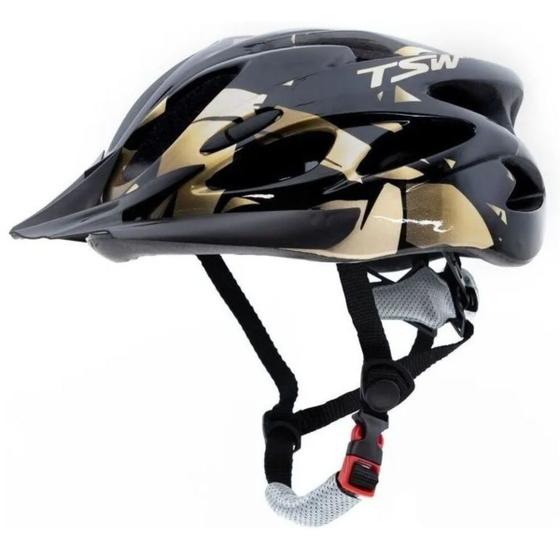 Imagem de Capacete Ciclismo Raptor 2 Mtb Com Sinalizador Traseiro Tam M 54 a 58cm Preto e Dourado Tsw