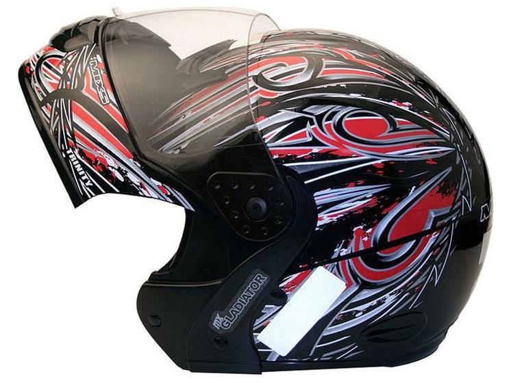 Imagem de Capacete com Viseira Tamanho 58 Mixs MX Gladiator Plus Preto e Vermelho