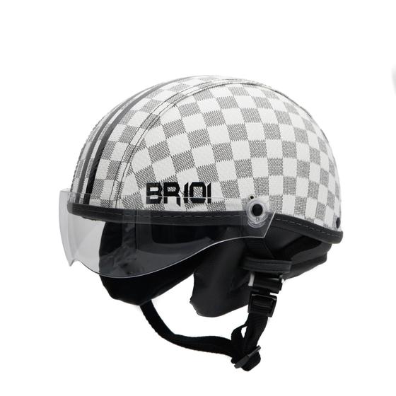 Imagem de Capacete Coquinho Br 101 Xadrez Branco Vision Cristal G