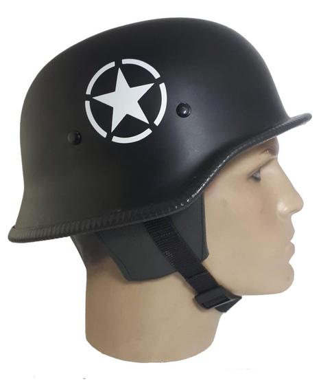 Imagem de Capacete coquinho estilo militar Scooter Elétrica Moto Preto Com Estrela - M34033