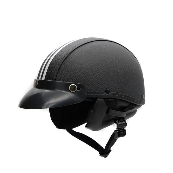 Imagem de Capacete Coquinho Scooter Moto Elétrica Bike Couro Preto