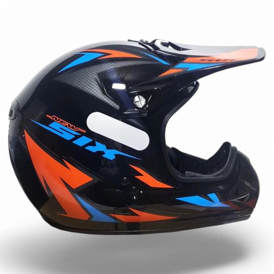 Imagem de Capacete Cross New Six Muck Preto Laranja 58 Ebf