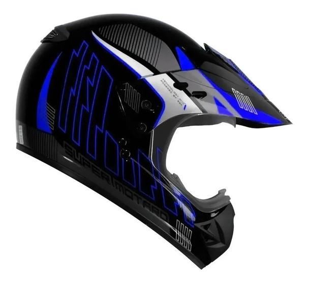 Imagem de Capacete Cross Trilha Ebf Super Motard Gravity Masculino Azul