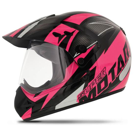 Capacete Cross Trilha Feminino Ebf Super Motard Iron Rosa Menor preço em Capacete Cross Trilha Feminino Ebf Super Motard Iron Rosa