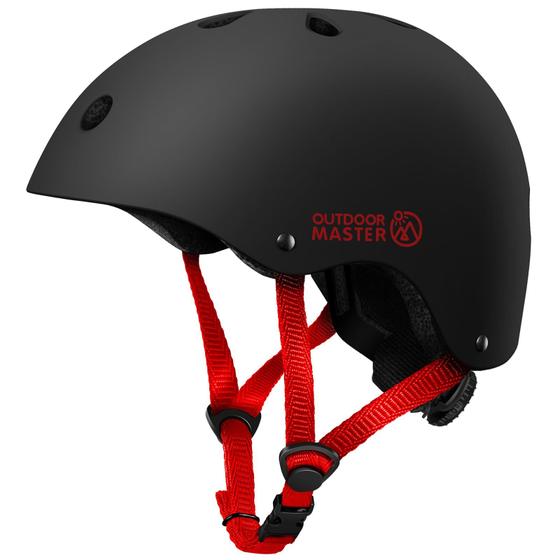 Imagem de Capacete de Bicicleta Infantil OutdoorMaster Ajustável - Preto e Vermelho