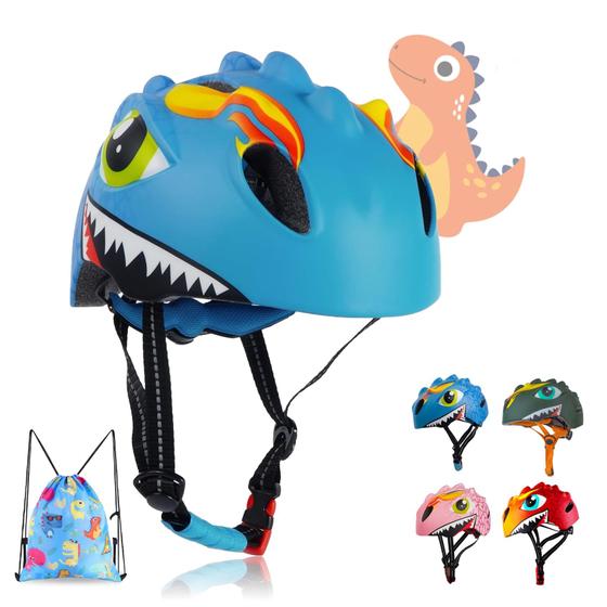 Imagem de Capacete de Bicicleta Infantil TOUTSEUL - Design Dinossauro Azul (3-8 anos)