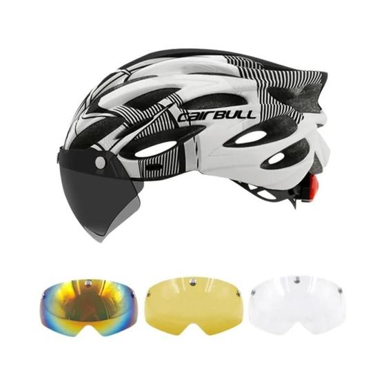 Imagem de Capacete De Ciclismo Unissex De 54-62 Cm Com Luz LED Para Capacete De Bicicleta Com Viseira De