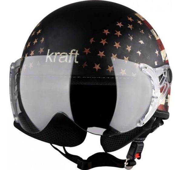 Imagem de Capacete De Moto Aberto Harley Kraft Plus Custom Premium USA Preto Fosco