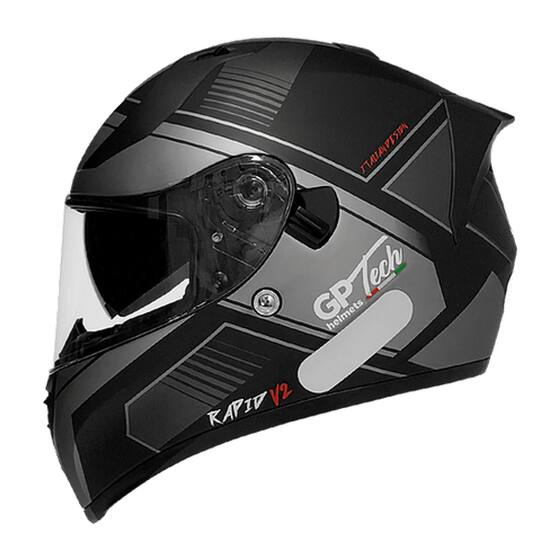 Capacete de Moto com Viseira Solar GP Tech V128 Rapid V2 Fosco Preto ...