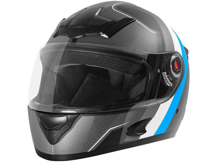 Imagem de Capacete de Moto Fechado Mixs Helmets - MX5 Super Speed Cinza e Azul Tamanho 56