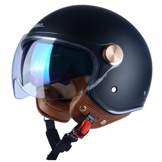 Imagem de Capacete de motocicleta BEON Half 3/4 Face Retro Vintage Style