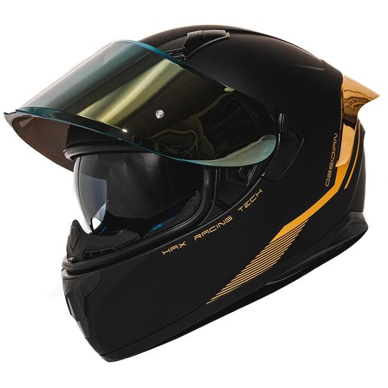 Imagem de Capacete de motocicleta HAX Obsidian Full Face Dual Visor XXL