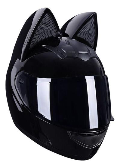 Imagem de Capacete de Motocicleta Personalizado com Design de Orelhas de Gato - Estilo Full Face