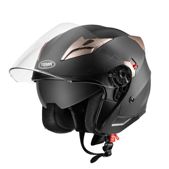 Imagem de Capacete de motocicleta YEMA YM-627 Open Face DOT aprovado preto