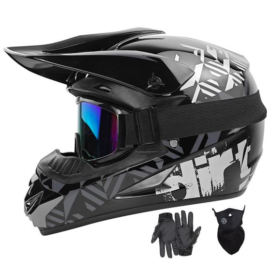 Imagem de Capacete de motocross SPARK DOT Grey Full Face para homens e mulheres