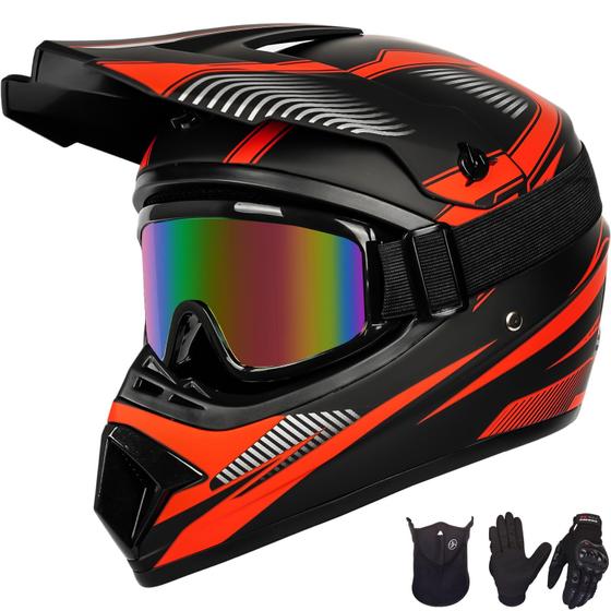 Imagem de Capacete de motocross Yesmotor Youth Kids Full Face DOT Red M