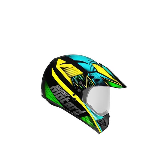Imagem de Capacete ebf cross c/vis.super motard action preto/amar-56