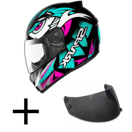 Imagem de Capacete Ebf New Spark Dragon Verde e Rosa Mais Viseira Fumê