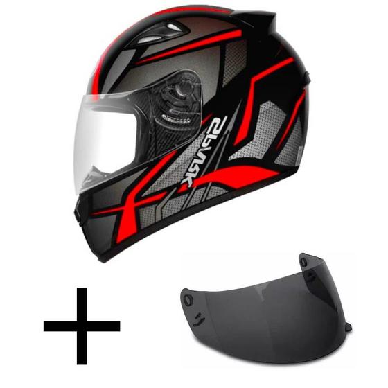 Imagem de Capacete Ebf New Spark Spider Preto e Vermelho Mais Viseira Fumê