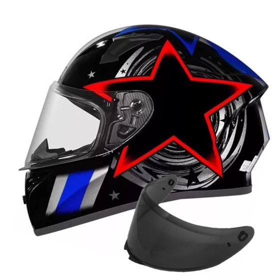 Imagem de Capacete Ebf Xtroy Ff526 Preto Vermelho Mais Viseira Fumê 2.2mm