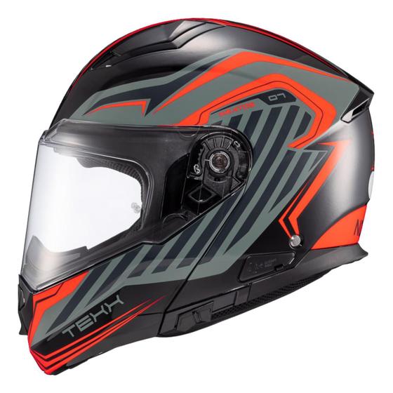 Imagem de Capacete Escamoteável Kratos Nomade Robocop C/ Óculos Preto Vermelho e Cinza 61 - Texx