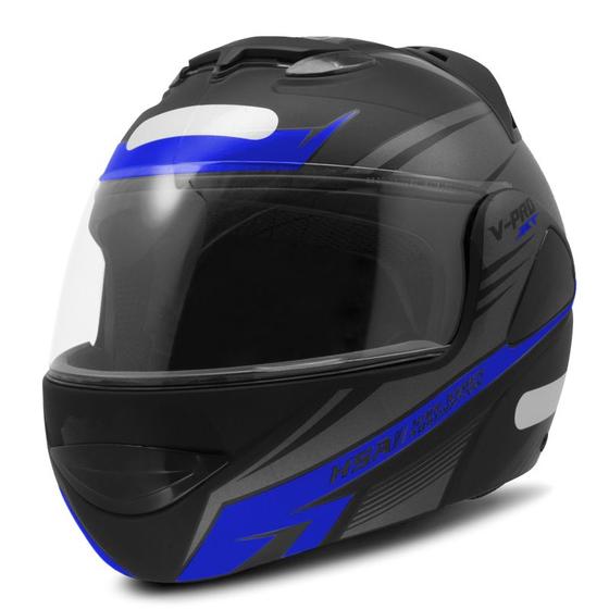 Imagem de Capacete Escamoteavel Robocop Articulado V-Pro Jet 3  Viseira Cristal Masculino Feminino gladiador