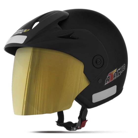 Imagem de Capacete Esportivo para Moto Aberto Pro Tork Atomic com Viseira Dourada Preço de Fabrica
