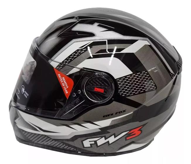 Imagem de Capacete Fechado Fw3 Gtx Fox Com Óculos Interno Grafite